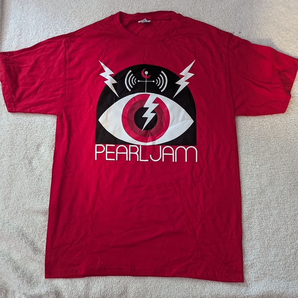 PEARL JAM 2013 Lightning Bolt Tour T-Shirt NEW 2-Sided Dates Eye Red MEDIUM